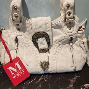 Montana West White Satchel with Silver Accents